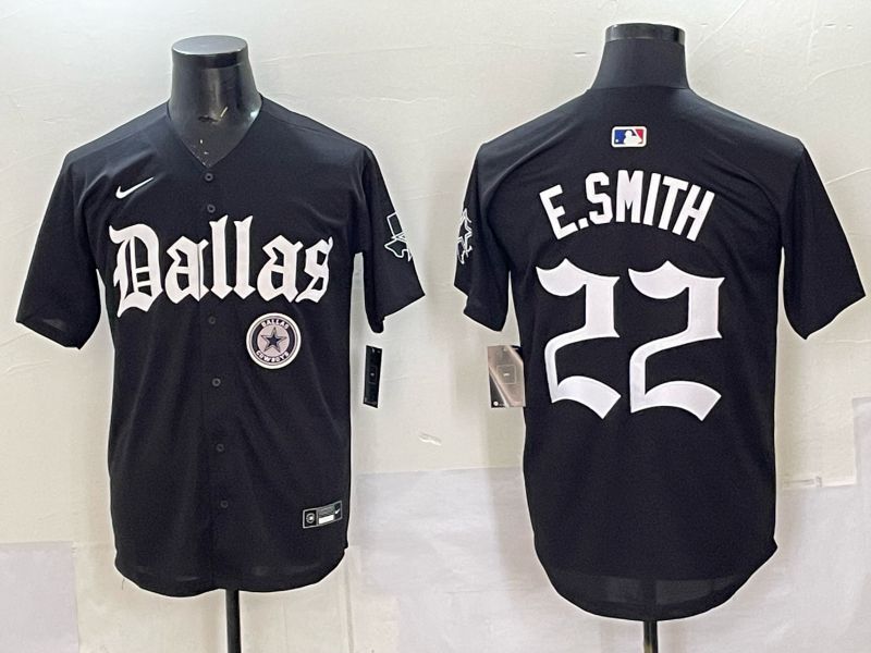 Men 2025 Nike Dallas Cowboys 22 E.Smith Black 5th generation Joint Name Limited NFL Jersey 016